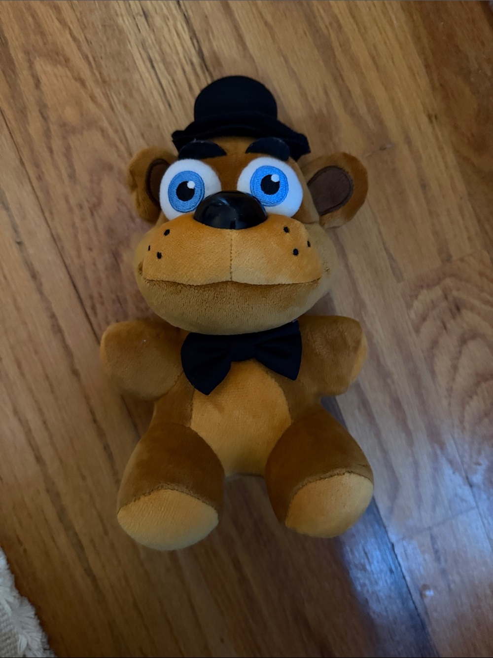 Plush Brown Sit-Down Bear with Black Hat & Bow Tie